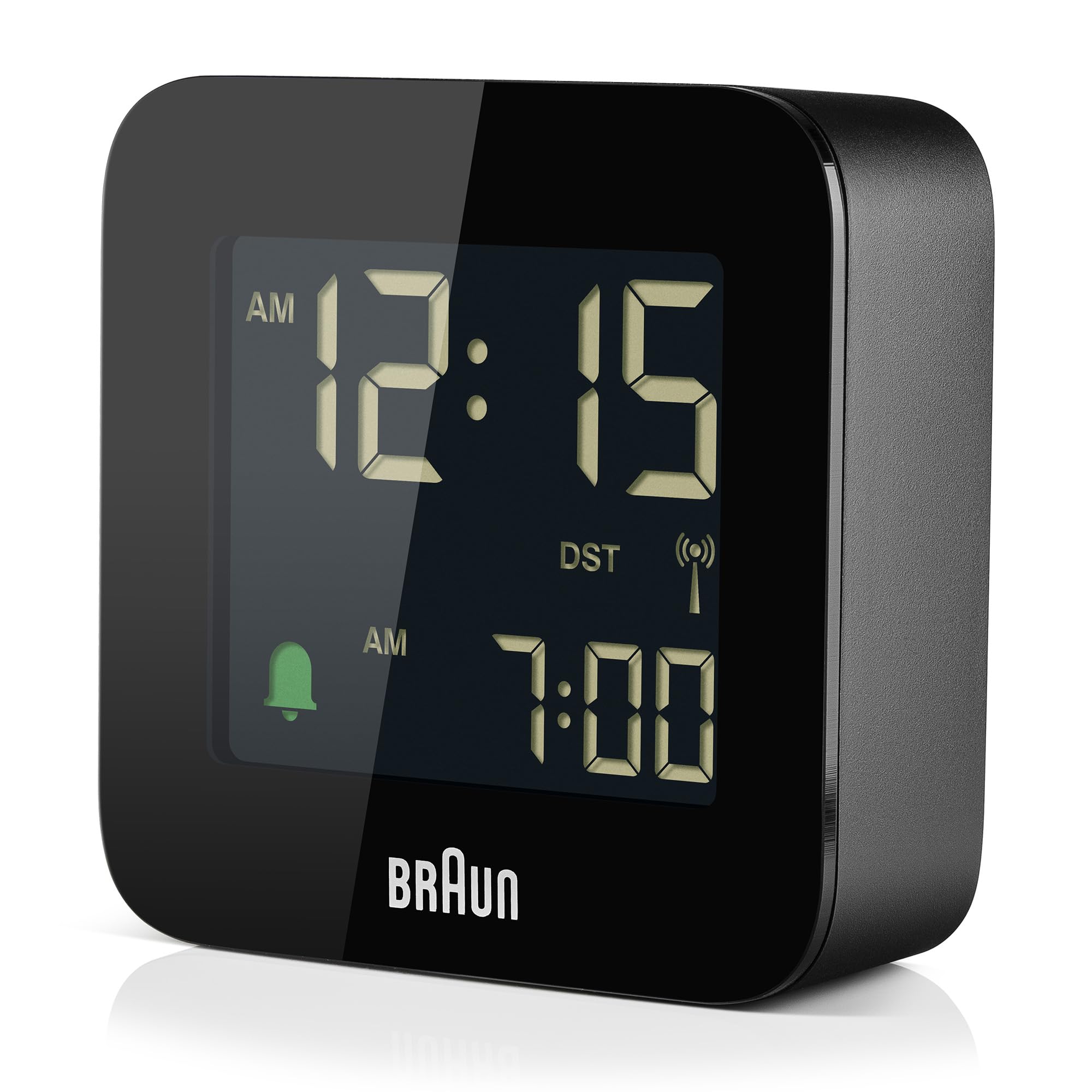 Braun Réveil de Voyage numérique radiocommandé pour Le Fuseau horaire de l’Europe Centrale (DCF) avec Fonction Snooze, Taille compacte, réglage Rapide, bip de l’Alarme en Crescendo, Noir, BC08B-DCF