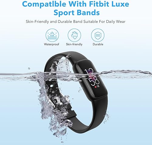 Miniatura 2 de Paquete de 2 bandas impermeables compatibles con correas Fitbit Luxe para mujeres y hombres, pulseras clásicas de repuesto deportivas suaves