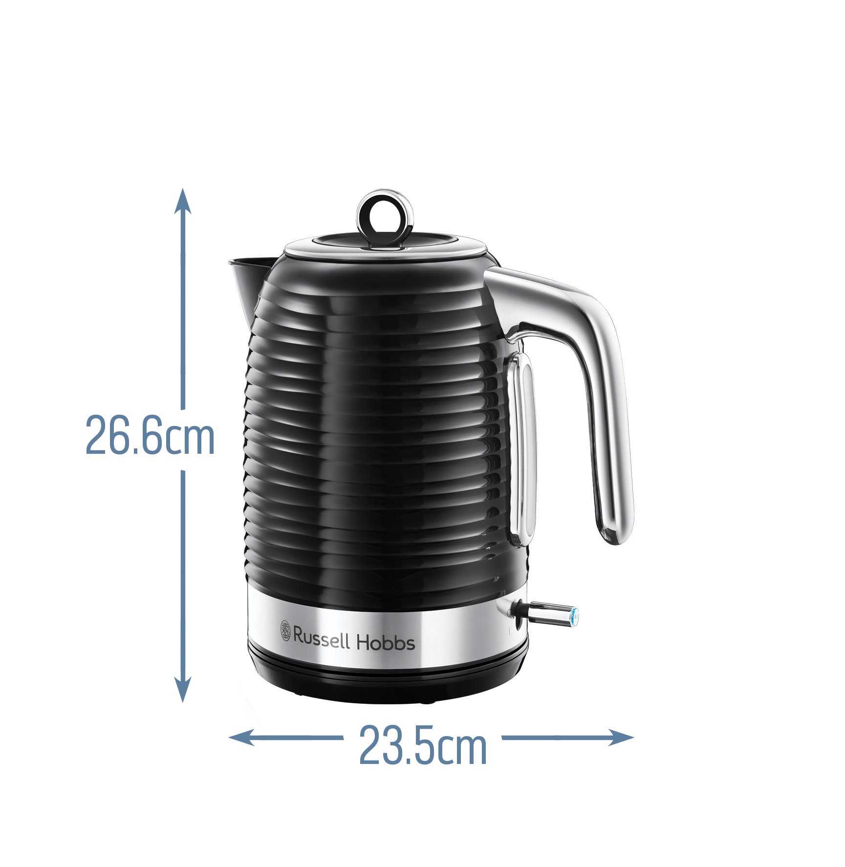 Russell Hobbs Hervidor de Agua Eléctrico Inspire, 1,7 litros, 2400 W, Filtro Extraíble, Zona de Ebullición Rápida, Base de 360°, Indicador Nivel de Agua, Plástico Texturizado, Negro, 24361-70