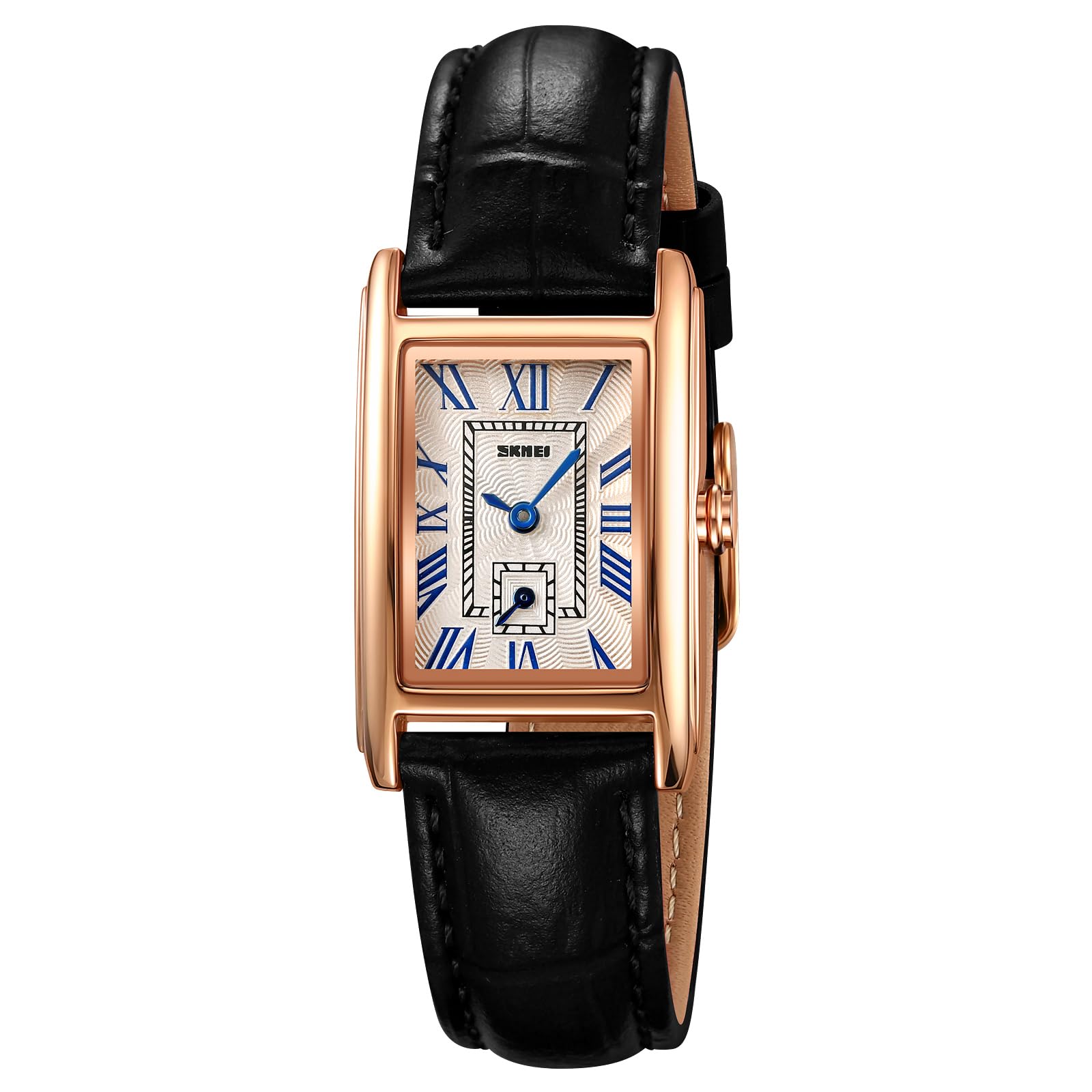 carlien Women Quartz Watch Lady Stylish Rectangle Dress Watch with Leather Strap and Sapphire Crown