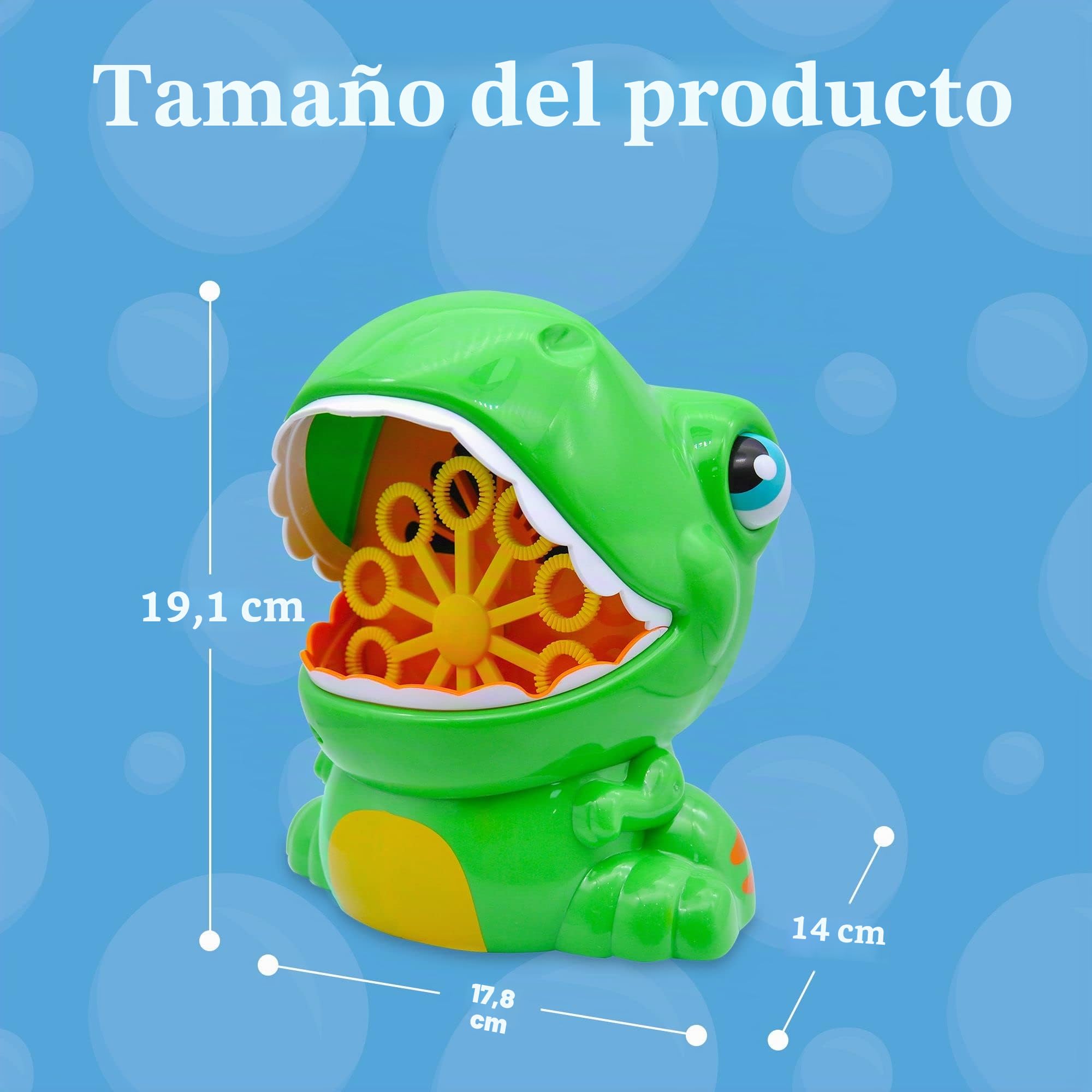 JOYIN Máquina de Burbujas de Dinosaurio, Pistola de Burbujas con Solución para Burbujas para Niños, Fiestas, Cumpleaños, Verde