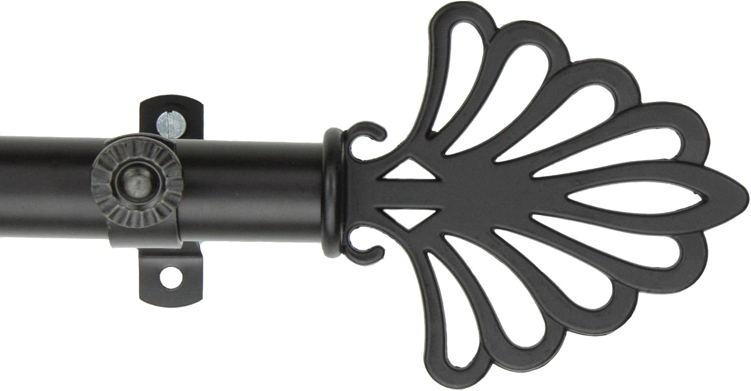 Modern Fan Curtain Rod and Hardware Set Size: 66" - 120" W, Finish: Black