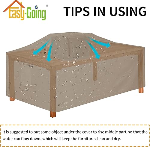 Miniatura 7 de Easy-Going Funda rectangular 600D resistente a los rayos UV e impermeable para muebles de patio al aire libre (72 pulgadas de largo x 44 pulgadas de