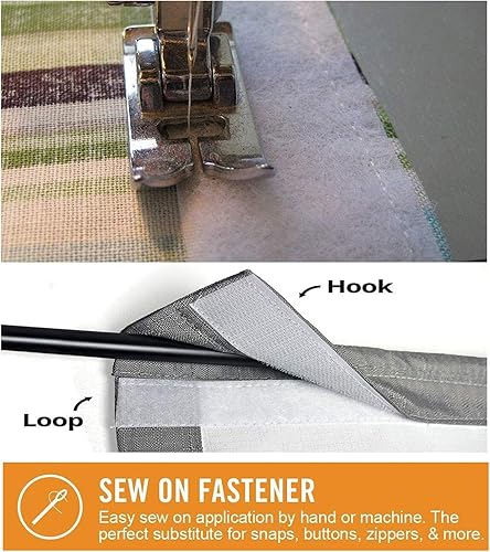 Miniatura 5 de HANFINEE Cinta de velcro para coser de 4 pulgadas de ancho, cinta de cierre de tela de nailon adhesiva no adhesiva para costura artesanal,