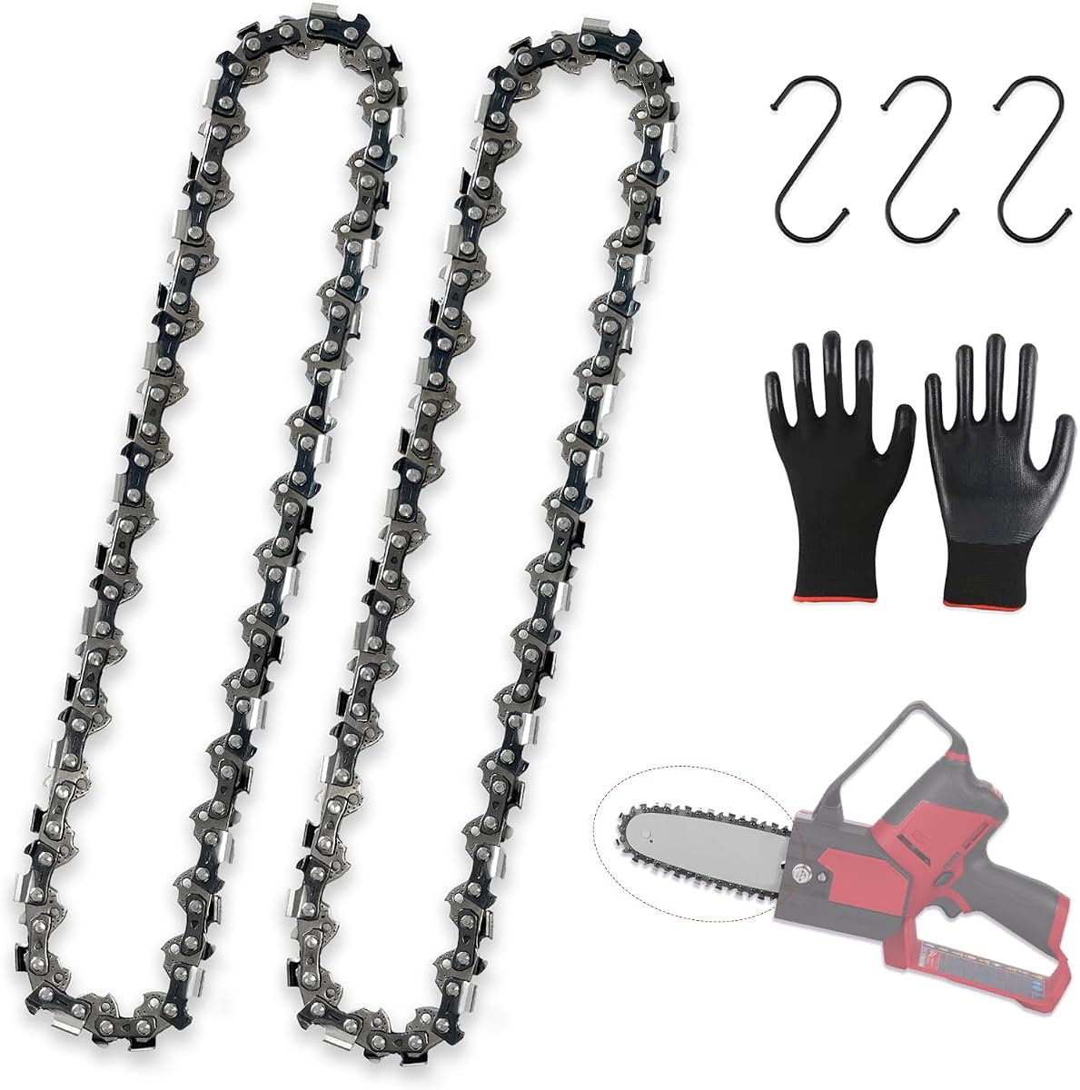 Cadena de motosierra de 6 pulgadas para sierra de poda Milwaukee 2527-20 M12 FUEL HATCHET de 6 pulgadas, cadena de repuesto para sierra de pértiga Milwaukee 2527-21, cadena de dientes completos (2 piezas)