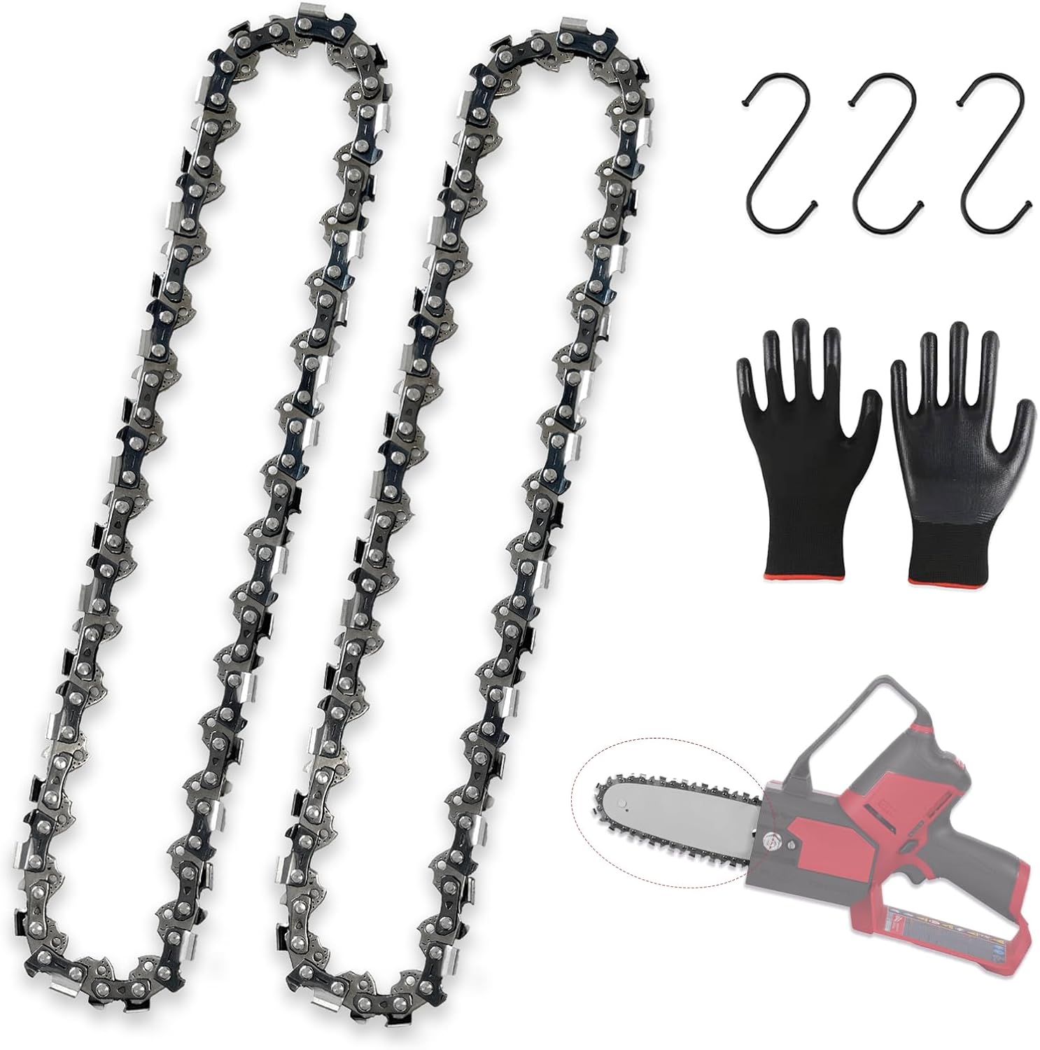6 Inch Chainsaw Chain For Milwaukee 2527-20 M12 FUEL HATCHET 6" Pruning Saw,Replacement Chain For Milwaukee 2527-21 Pole Saw,Full Tooth Chain （2PC ）