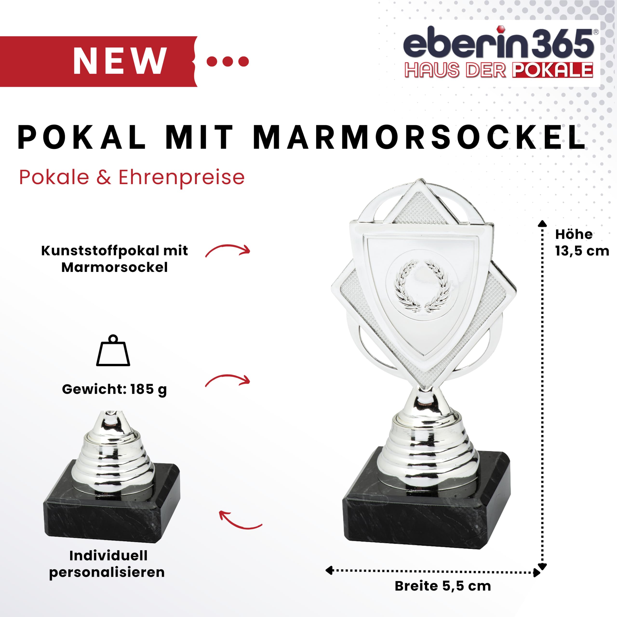 Dart Pokal 13,5 cm mit Marmor-Sockel | Pokalserie in Gold Silber Bronze für Darts-Turnier & Wettbewerb | mit Gravur Trophäe für 1. 2. 3. Platz (3-er Set)