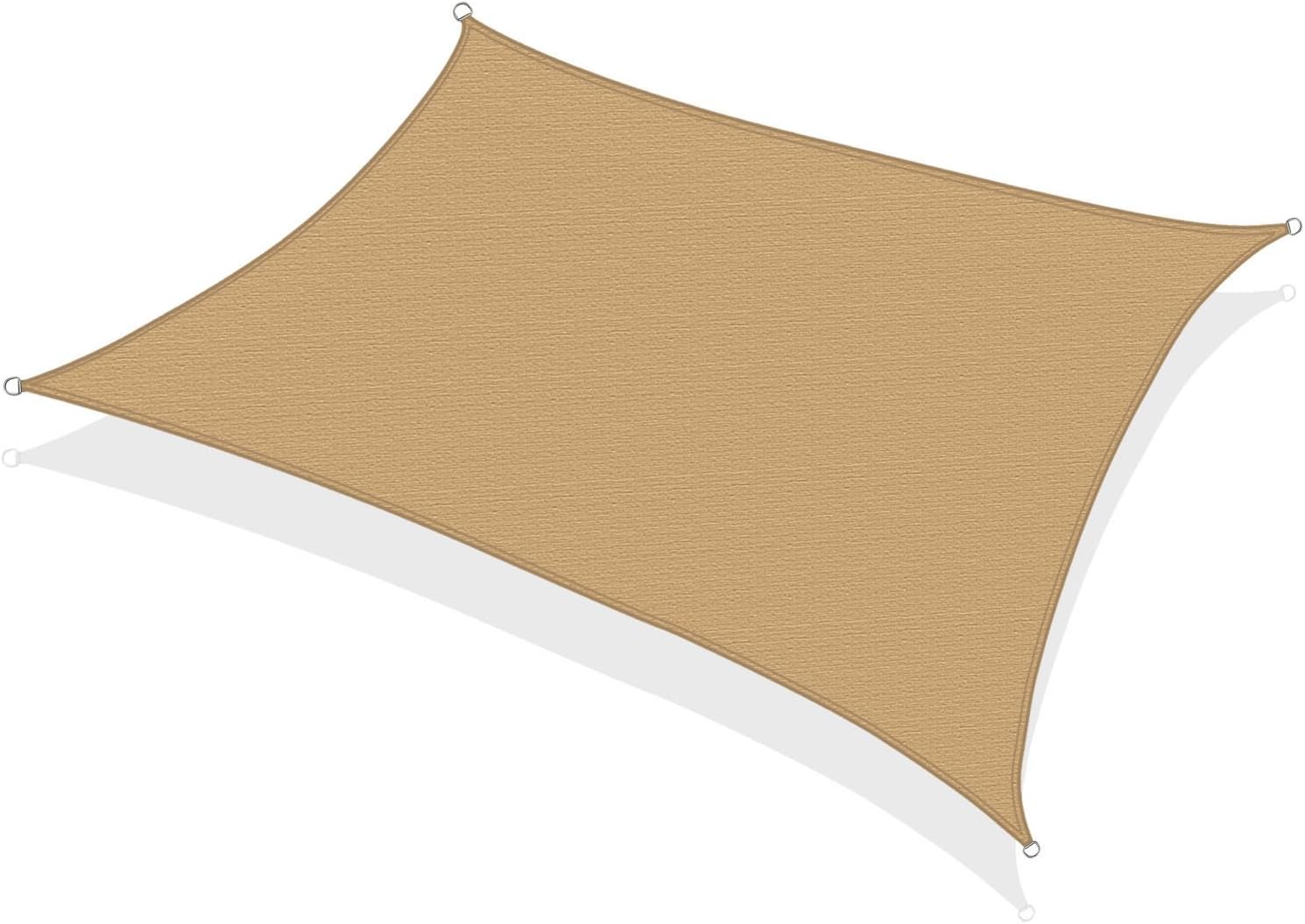 KHOMO GEAR Rectangular Sun Shade Sail 12 x 16 Ft UV Block Fabric - Beige - Tan