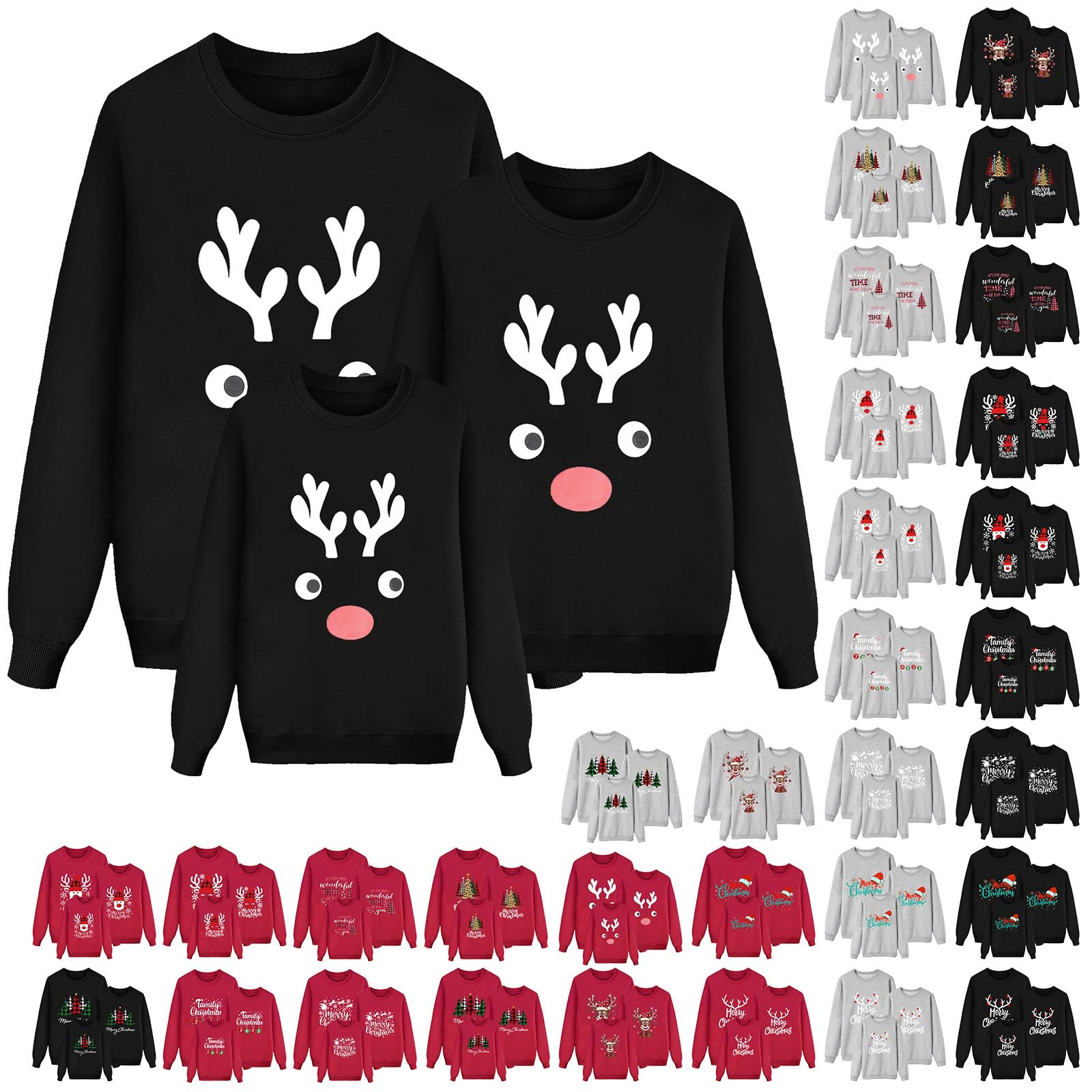 Pull Noel Famille, Pull Moche De Noel Homme, Vêtements Parent-Enfant - Mode Décorations De Noël 3D Imprimé Chic Pyjama Femme Manches Longues, Oversize Automne-Hiver