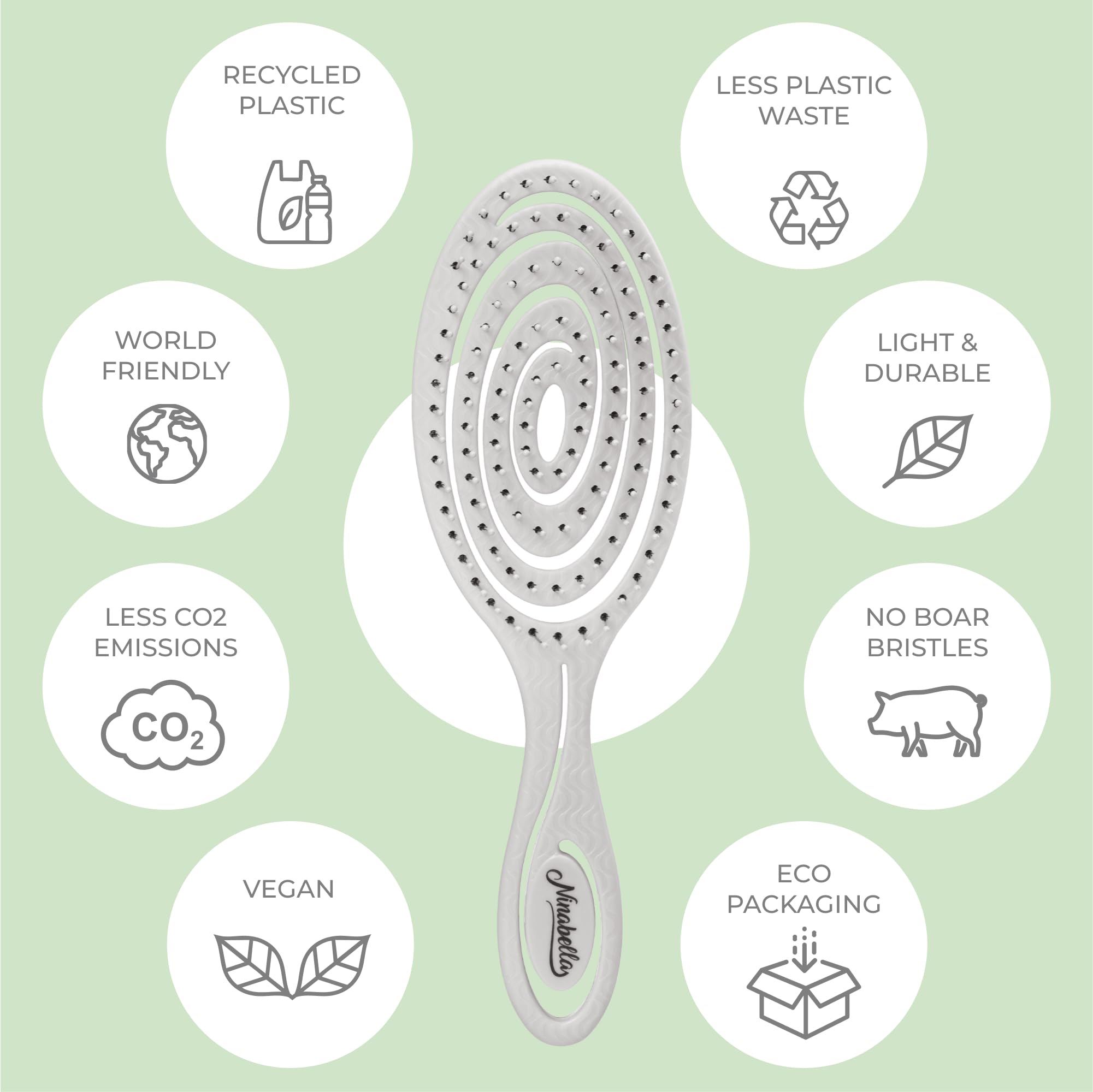 Ninabella Detangling Hair Brush for Women & Men, Does not Pull, Removes Tangles, Brushes for Straight Curly & Wet Hair - Image 4