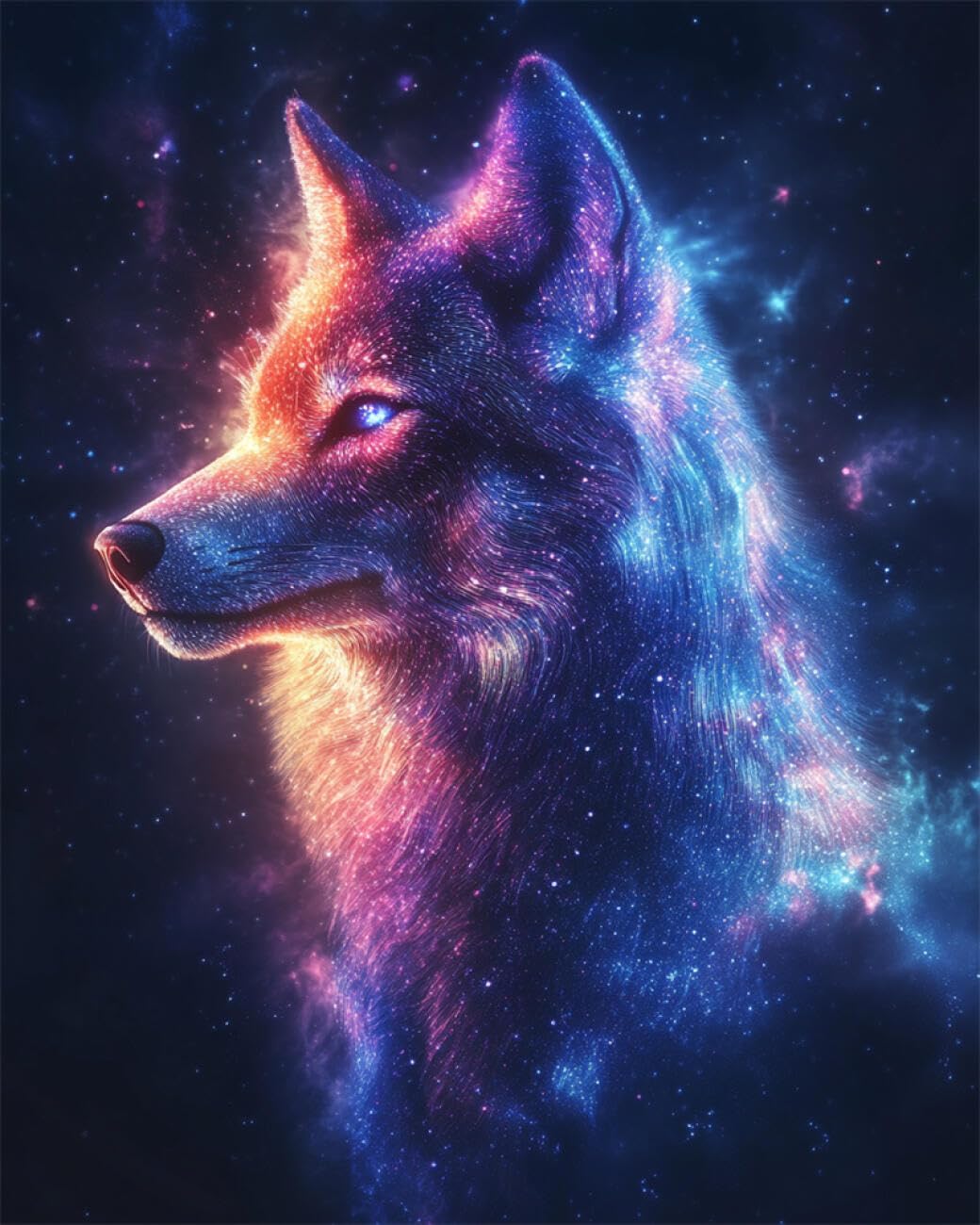 RKFLGEW DIY Bead Embroidery Kits Colorful Wolf 50x70cm