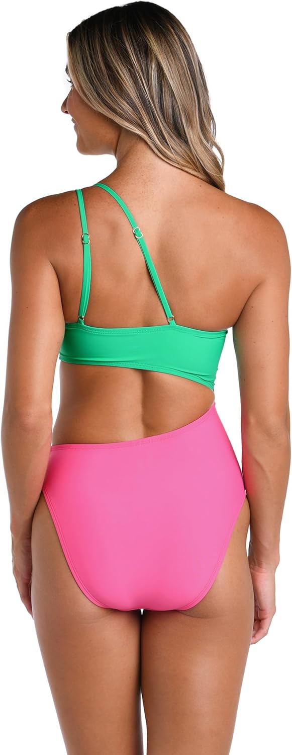Hobie Women's One Shoulder Cut Out One Piece Swimsuit