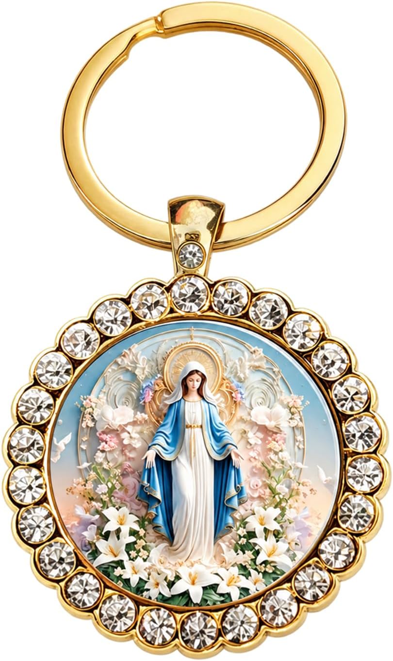 Virgin Mary Keychain, Virgin Mary Keychains for Women, Catholic Christian Religious Keychain for Mothers, Faith Gifts
