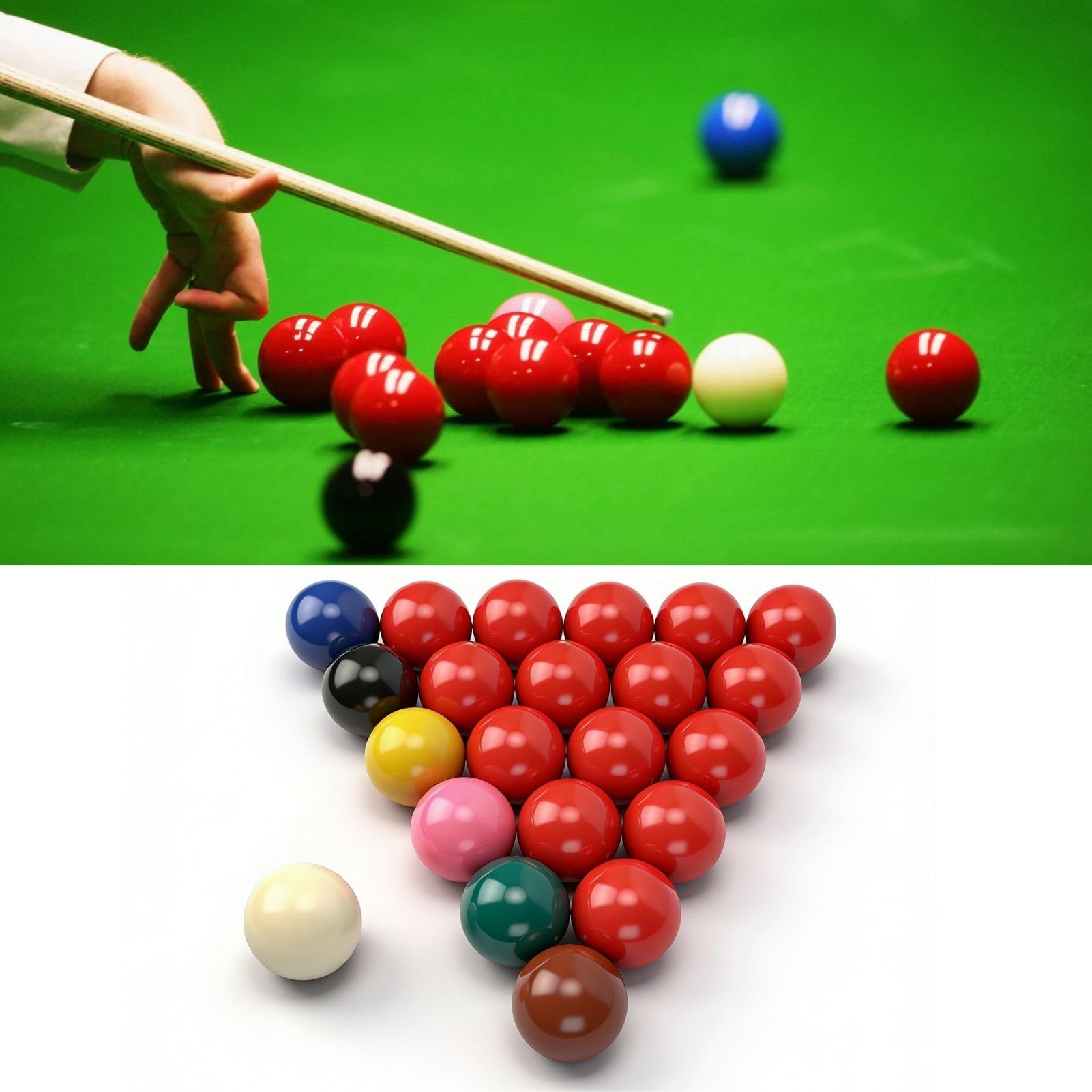 Snooker Kugeln Set, 22 Stück 52,5 mm Snooker Balls Set Harz Britisches Billardkugeln Set, 15 Rote, 6 Farbige und 1 Weiß Kugel