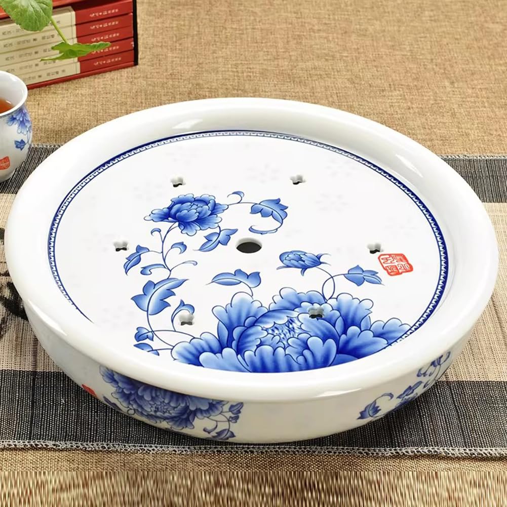 Liang Baobao Porcelain Tea Tray, Double-Layer Ceramic Tray Storage Basin