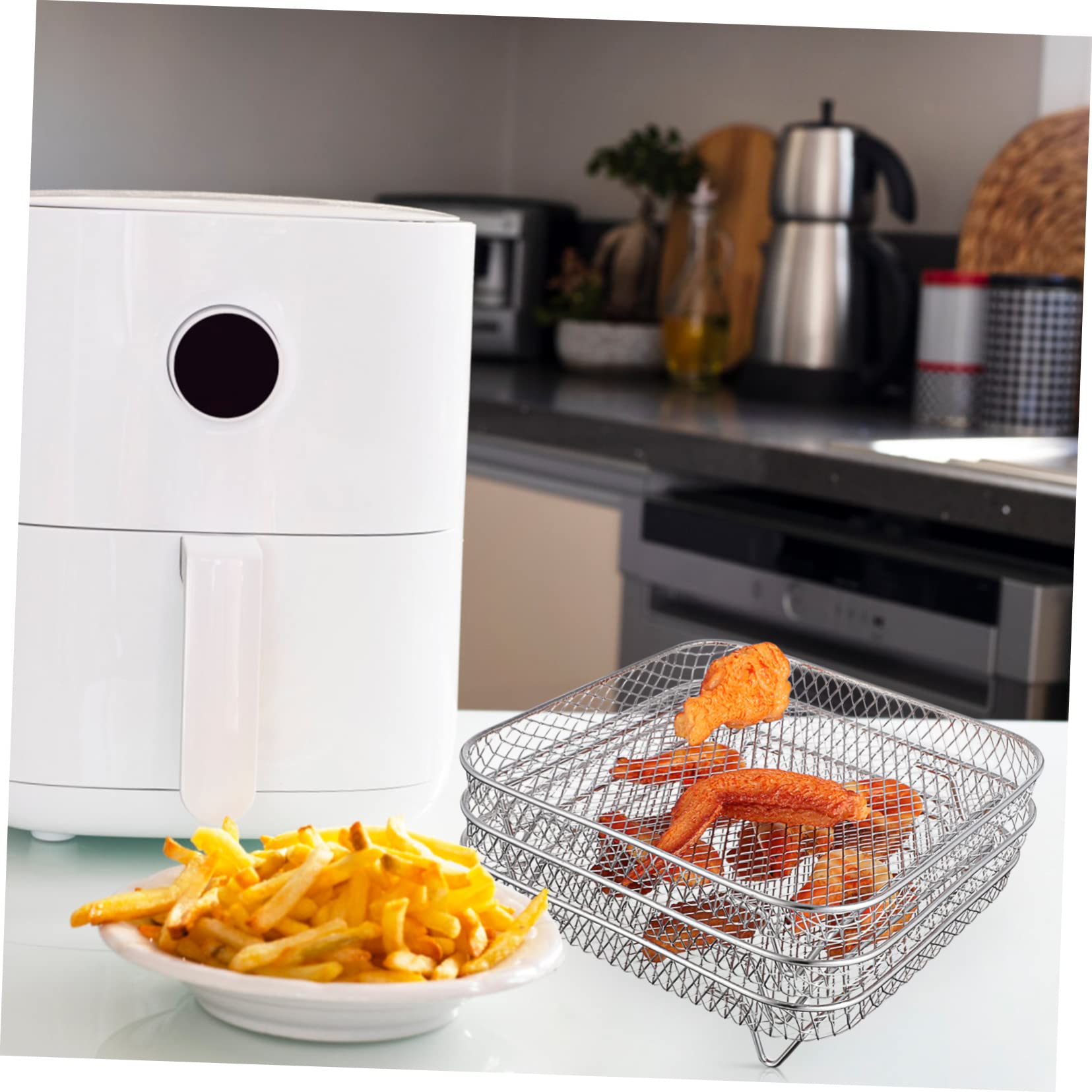 COLLBATH 3piezas Soporte para Freidoras De Aire Rejillas De Malla Rejillas Inoxidable Accesorios Air Fryer