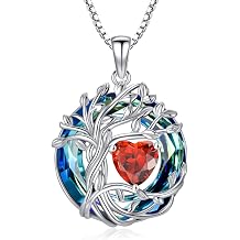 TOUPOP Tree of Life Birthstone Necklace Sterling Silver Pendant Birthstone Necklaces with Blue Crystal Anniversary Birthday Jewelry for Women Mom Wife Her