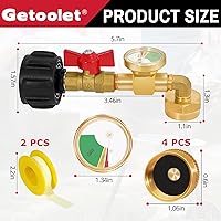 Vista 4 de Adaptador de recarga de propano para tanques de 1 libra, adaptador de codo de recarga de propano con válvula y manómetro, adaptador de propano