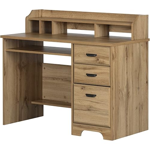 South Shore Versa Computer Desk with Hutch Nordik Oak, Traditional