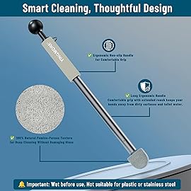 Pumice Stone Toilet Bowl Cleaner Toilet Deep Cleaning,Bathroom Cleaner Brush with Long Handle for Remove Hard Water Stains with Toilet Handle+ Pumice Stones (Grey)