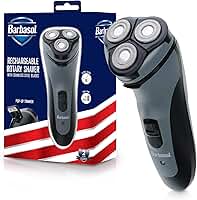 Barbasol Barbasol Barbasol, barbeador rotativo elétrico recarregável com lâminas de aço inoxidável, aparador pop-up, barbeador elétrico sem fio, barbear, carga completa de 8 horas oferece tempo de