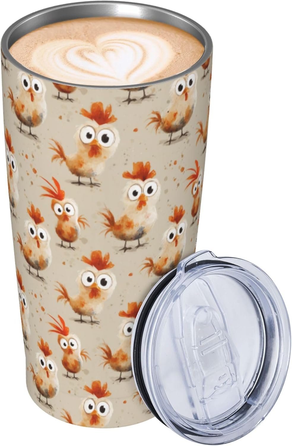 Chicken Tumbler with Lid and Straw 20oz Insulated Reusable Stainless Steel Travel Mug Double Wall Vacuum Coffee Cup for Hot Cold Drinks Leak-Proof Portable Cups for Women Men Gifts - Image 6