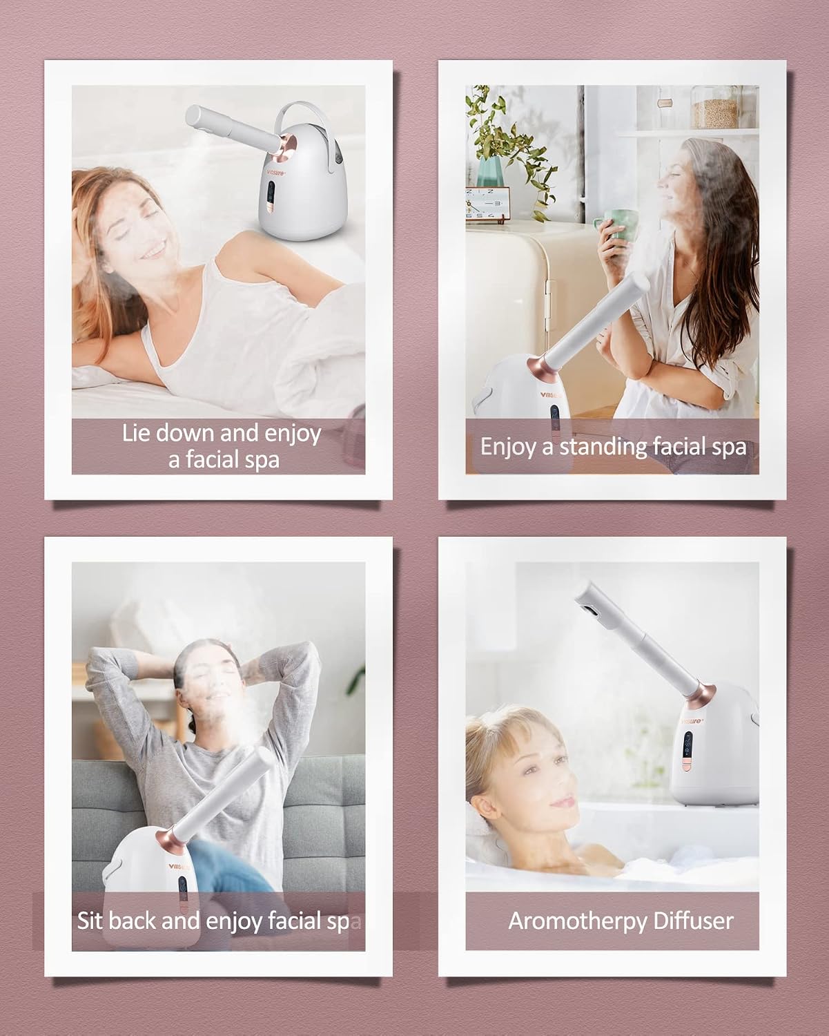Facial Steamer, Villsure Hot/Cool Face Steamer with Extendable Arm, Professional Nano Ionic Facial Steamer for Facial Deep Cleaning, Humidifier with Portable Handle for Facial SPA at Home or Salon