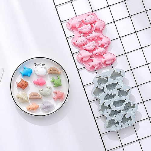 Miniatura 7 de Molde de silicona flexible de grado alimenticio de 12 cavidades 3D para peces marinos, resina de arcilla, cerámica, caramelo, fondant, chocolate,