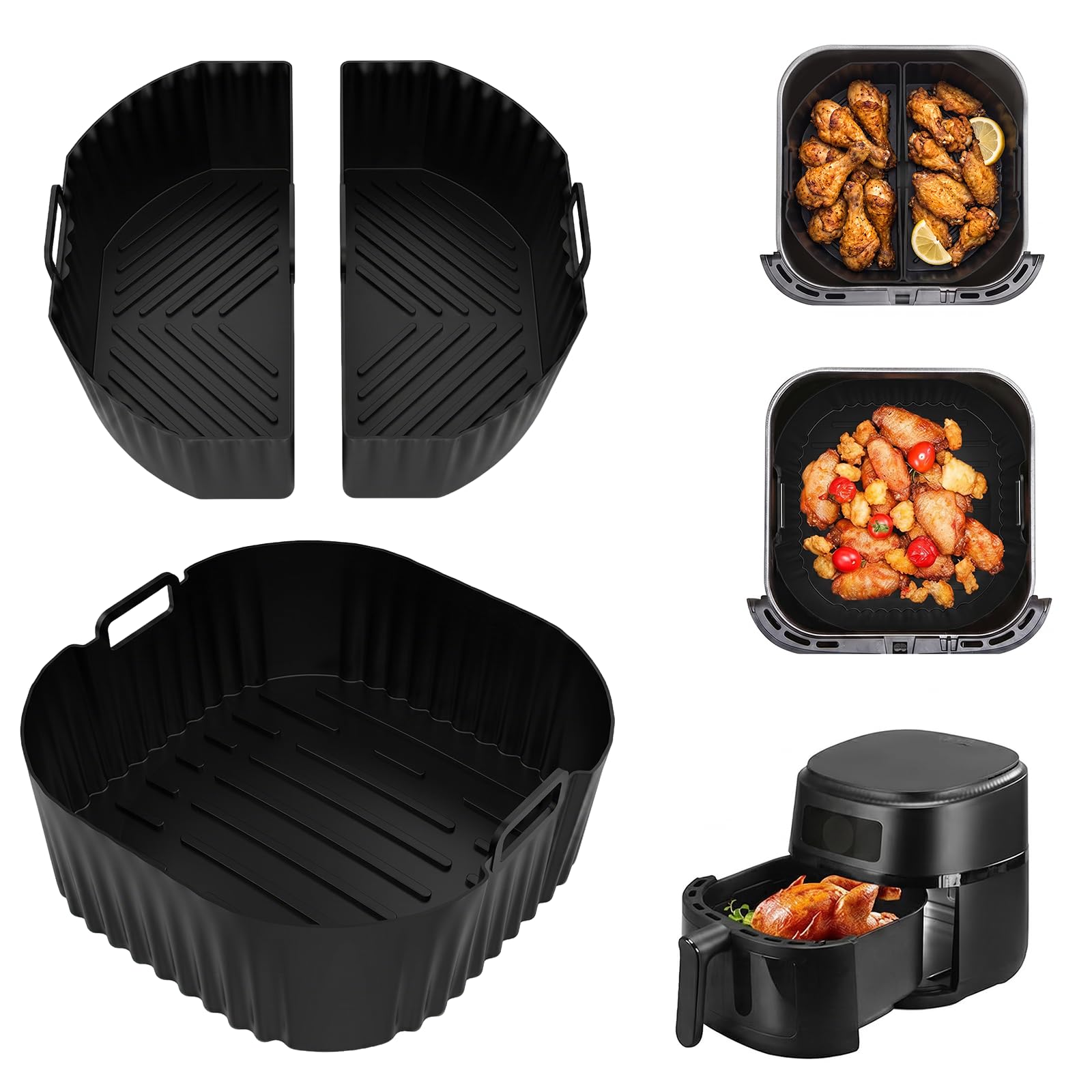 Air Fryer Silicone Mold 3 Pcs Accessories for Philips 2000 Series NA230 XL 6.2L Cecotec Cosori Turbo Blaze 5.5L 6.2L Air Fryer Silicone Liners
