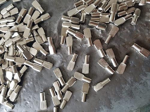 Miniatura 6 de 30 clavijas de estante de gabinete de 0.276 in con forma de cuchara, soportes de soporte para estantería, muebles, soportes chapados en níquel para