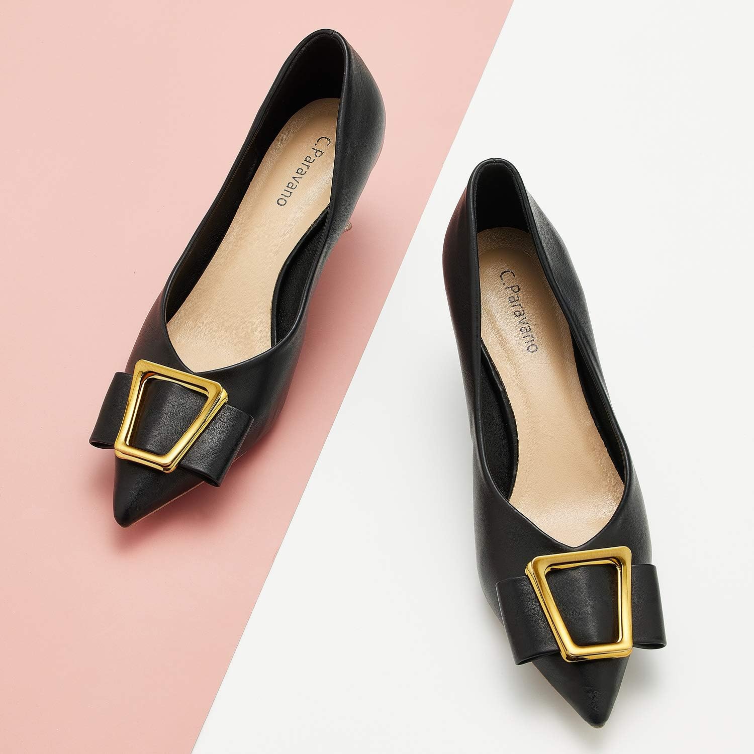 C.Paravano Pumps Shoes Women | Kitten Heels | Low Heel | Dress Shoes for Women | Pointed Toe Heels - Image 2