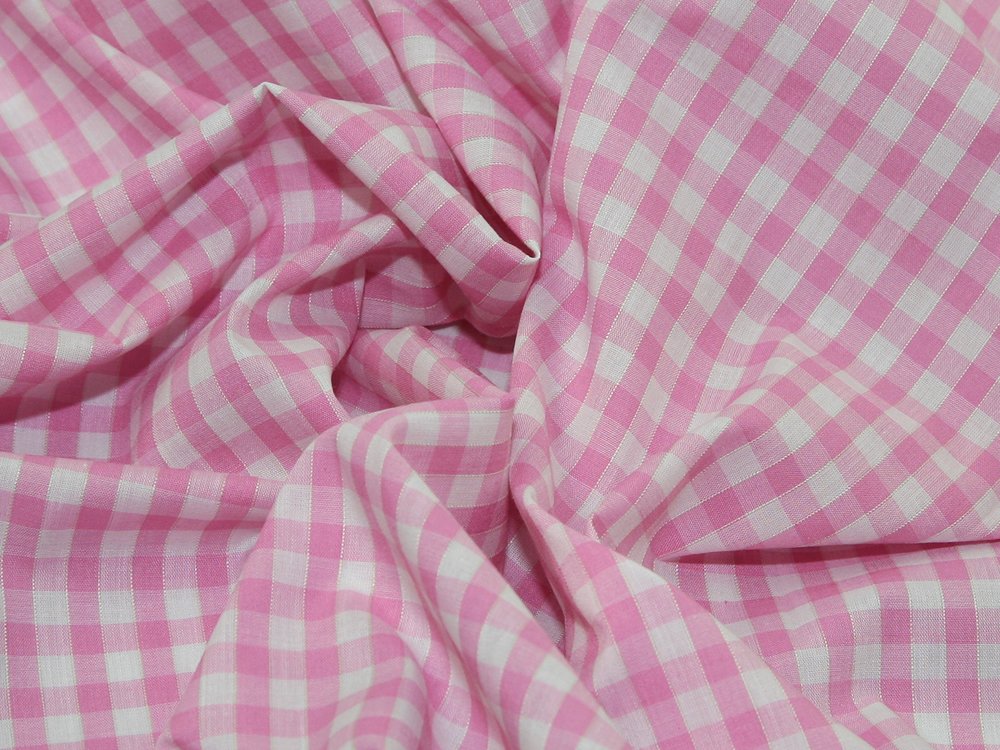 Curtains & Linens Pink 45" Wide 1/4" Check Corded Gingham Dress Fabric Pale - Per Metre