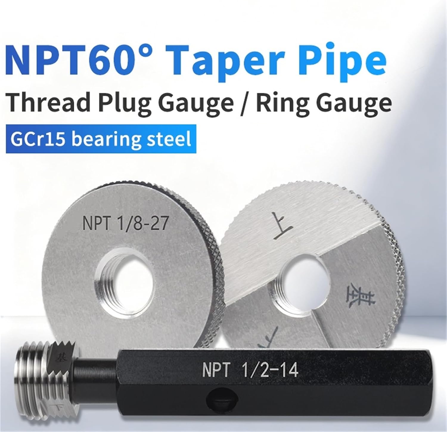1PCS/SET NPT Taper Pipe Thread Plug/Ring Gauge Measure Tool NPT1/16~3/4 NPT1''- 1''1/4 1''1/2 NPT2''- 2''1/2 NPT3''-(Ring,1PCS I SET_NPT 1 1I4-11.5)