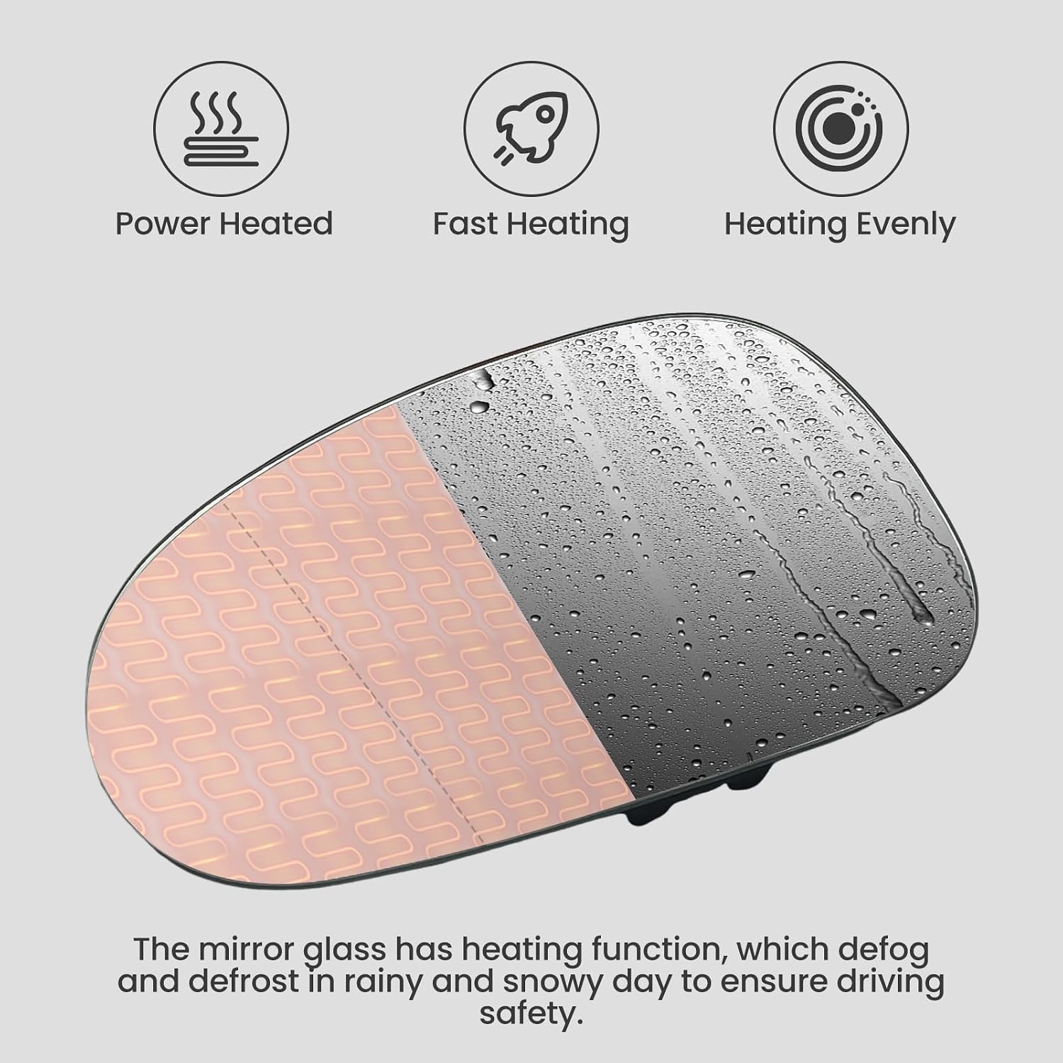 Driver Side Mirror Glass Replacement Compatible with VW Jetta Passat 2005-2010, Golf GTI MK5 Rabbit 2006-2009 - Left Power Heated Convex Rearview Lens with Backing Plate (Replaces OE 1K0857521)