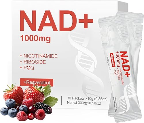 Craftmetal Suplemento líquido NAD+ de 1000 mg, con ribósido de nicotinamida, PQQ y resveratrol, suplementos NAD para mujeres y hombres, aumenta la