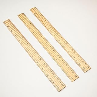 Wooden Ruler Set, 12 Inch (30cm), Pack of 3, Measuring Tools for Kids, Ruler in Inches and Centimeters