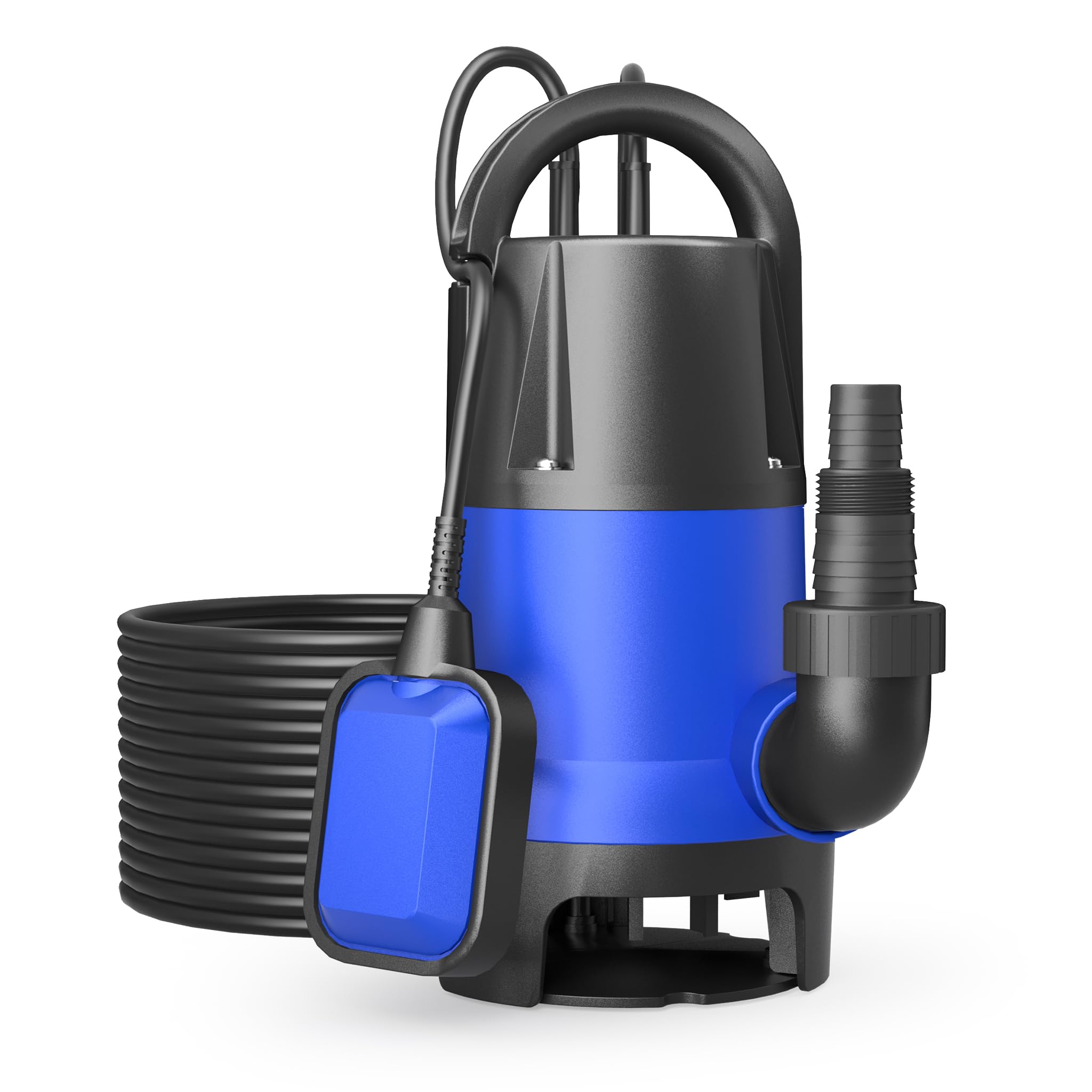 WilTec. Bomba sumergiblede plastico, aguas sucias 550W 10500 litros/h Jardín Pozos Drenaje Bombeo agua Extracción agua, negro, azul