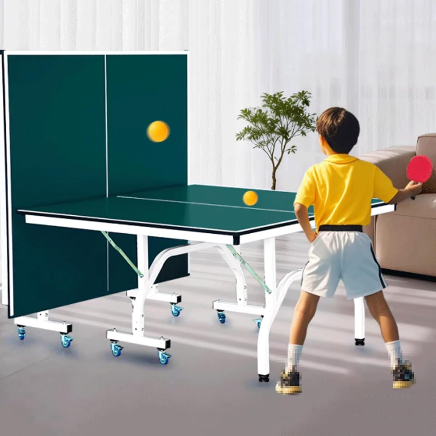 Space-Saving Pro Table Tennis Table, Foldable & Quick-Play Design,Training-Specific Portable Ball