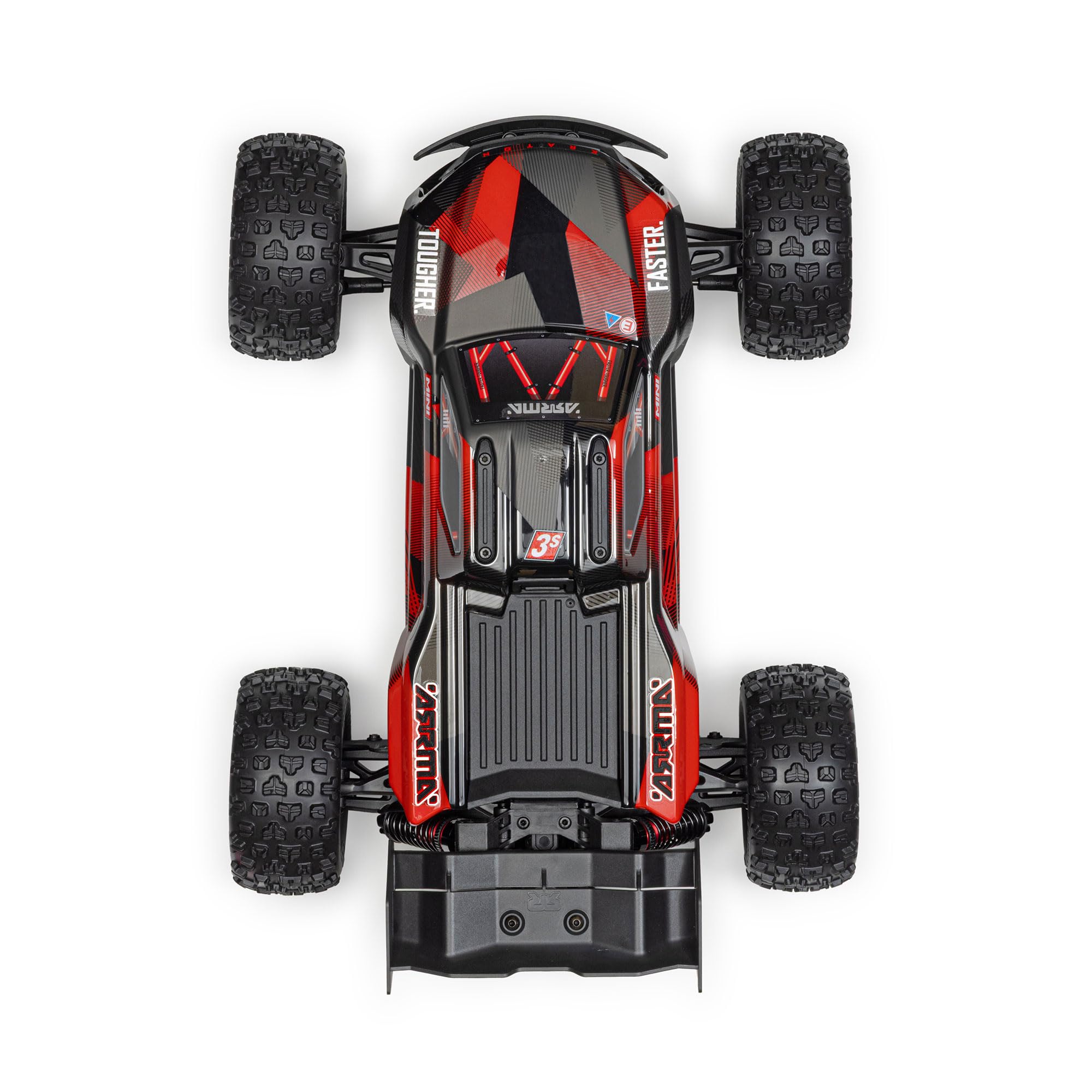 ARRMA Camion de Vitesse sans balais Kraton 3S DSC 4 x 4 RTR 1/16, Noir/Rouge, ARA2508T1 | Voiture télécommandée, batterie et chargeur non inclus ARA2508T1