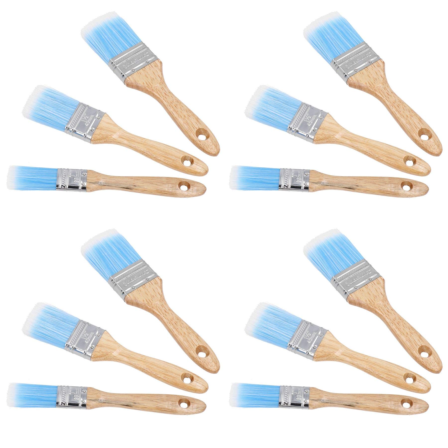 Lot de 9 pinceaux de peinture synthétiques plats 25mm 38mm 50mm