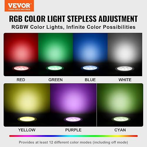 Miniatura 2 de VEVOR Luz LED para piscina, 12 V, 40 W, 10 pulgadas RGBW luces cambiantes de color para piscinas enterradas, estanques y spas, incluye cable de 100