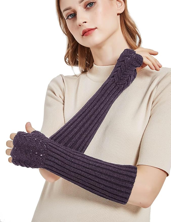 Kiiwah 2 Paar Lange Fingerlose Handschuhe Unisex La Produktbild-Vorschau 11
