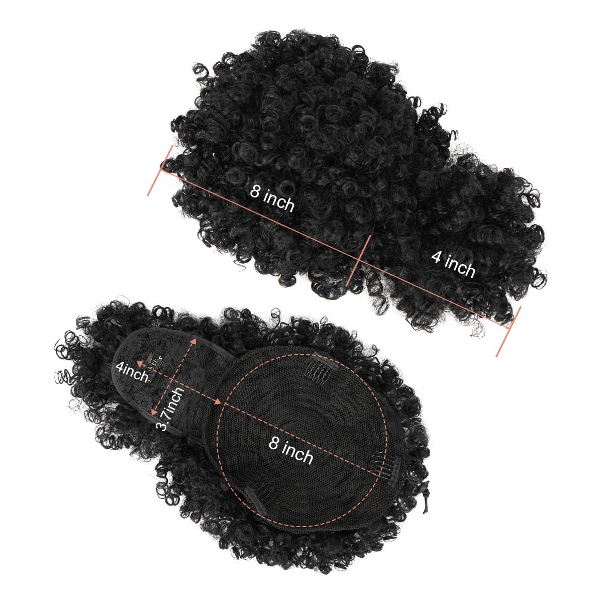 Coda di cavallo con cordoncino, per donne afroamericane, coda di cavallo con frangia, coda di cavallo corta riccia, chignon, extension per capelli (1#)