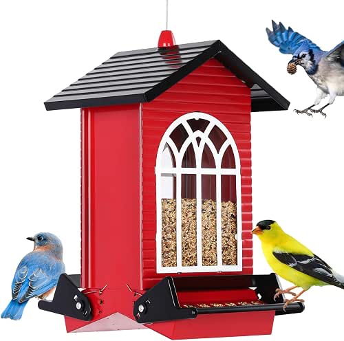 Gbekery Squirrel Proof Bird Feeder for Outdoors,5LB Large Capacity,Metal Wild
