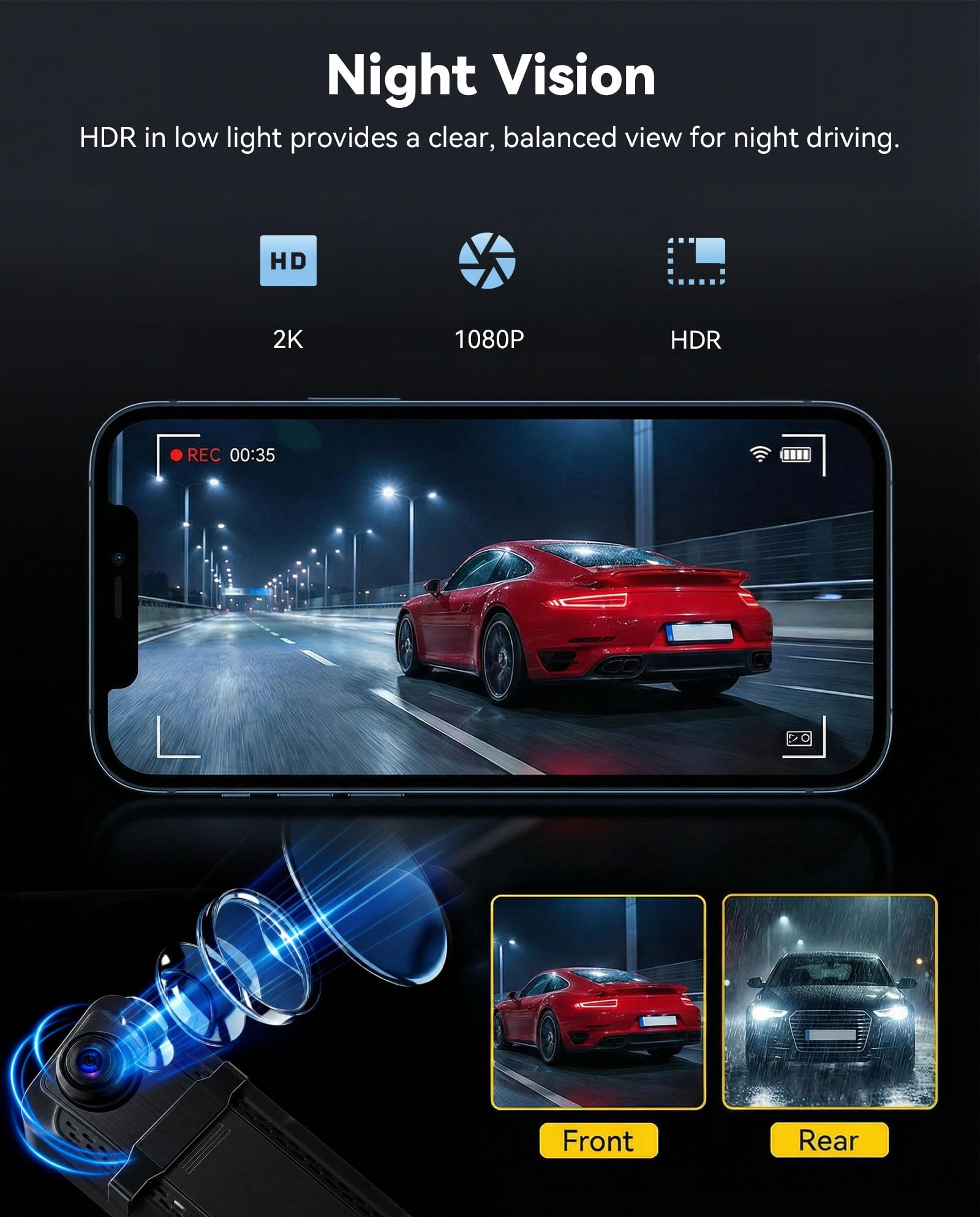 SIXWIN Dashcam Rétroviseur 3 Canaux 9,66″ Tactile WiFi et App – 2K+2×1080P, Vision Nocturne, ADAS & BSD & LCA, Capteur G, Enregistrement Boucle, Surveillance Stationnement 24h