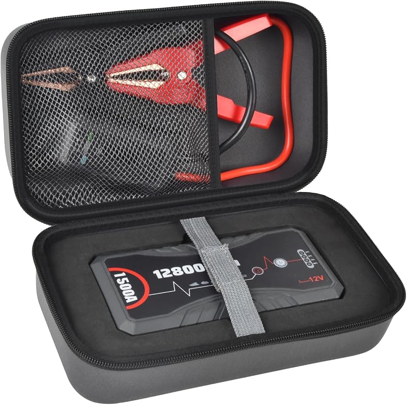 Carrying Case Compatible with NEXPOW Car Jump Starter, Fits for 1500A Peak 12800mAh Battery Starter Q10S/ T11F, Storage Box for Portable Car Battery Charger and Jumper Cables(CASE Only) | Molded Foam Insert, Jumper Cable & Charger Storage, Portable Hard Shell, For Road Trips Garage & Emergencies, Dark Grey