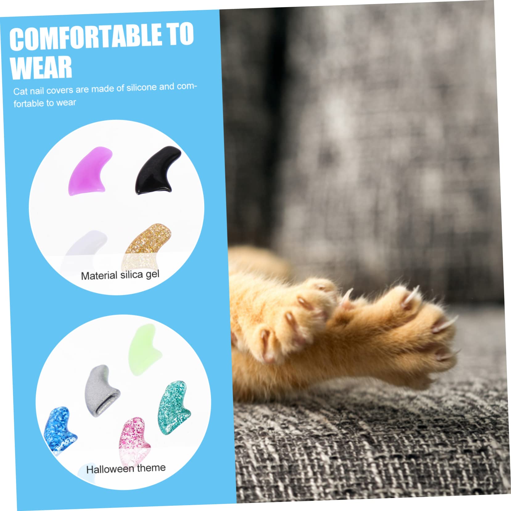 Sosoport 30juegos Cubiertas De Uñas para Gatos y Protección Efectiva De para Cuidado De