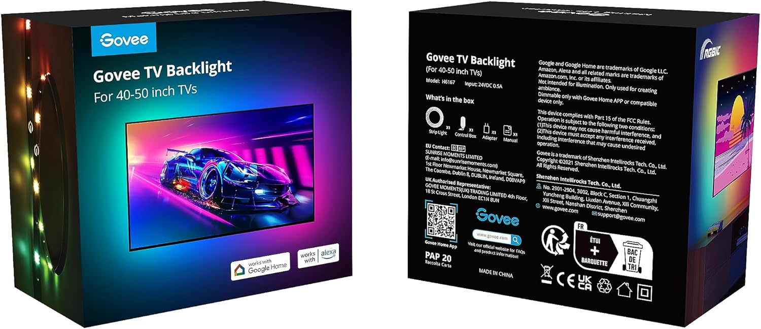 Amazon.com: Govee LED TV Backlight, RGBIC Strip Lights for 40-50 inch ...