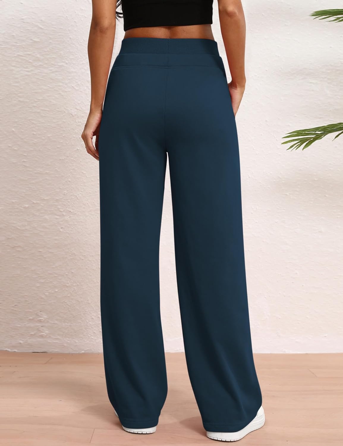 HeSaYep Women's Wide Leg Sweatpants Double Waisted Baggy Sweat Pants with Pockets - Image 2