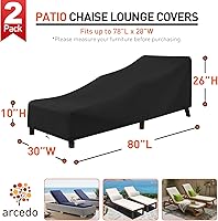 Vista 2 de Arcedo Funda impermeable para tumbona de patio, paquete de 2 fundas para sillas de piscina para cojines apilables exteriores y muebles de exterior